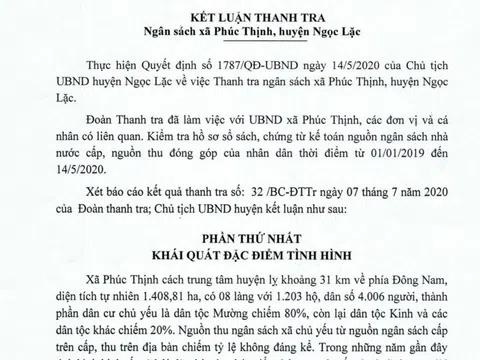 Ngọc Lặc (Thanh Hóa): Tràn lan sai phạm trong quản lý, sử dụng ngân sách tại xã Phúc Thịnh